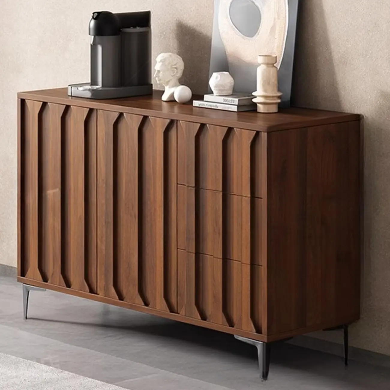 Mid-Century Modern Wood Combo Dresser with Storage Image - 10 | homeyfad