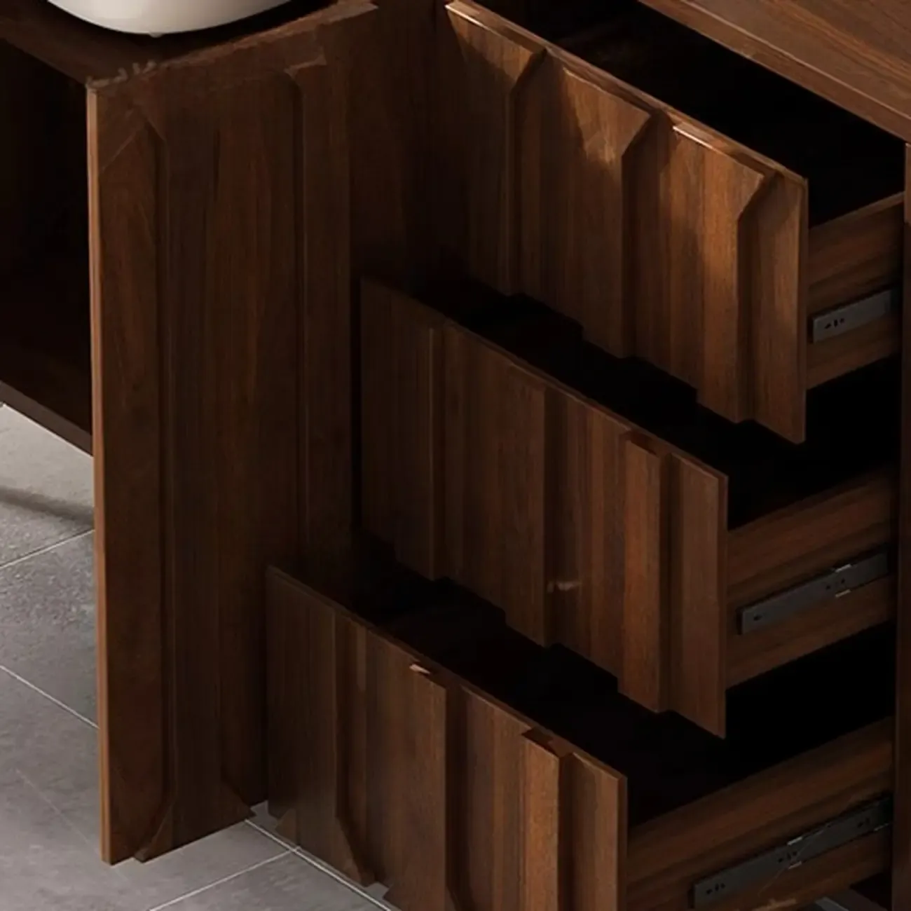 Mid-Century Modern Wood Combo Dresser with Storage Image - 6