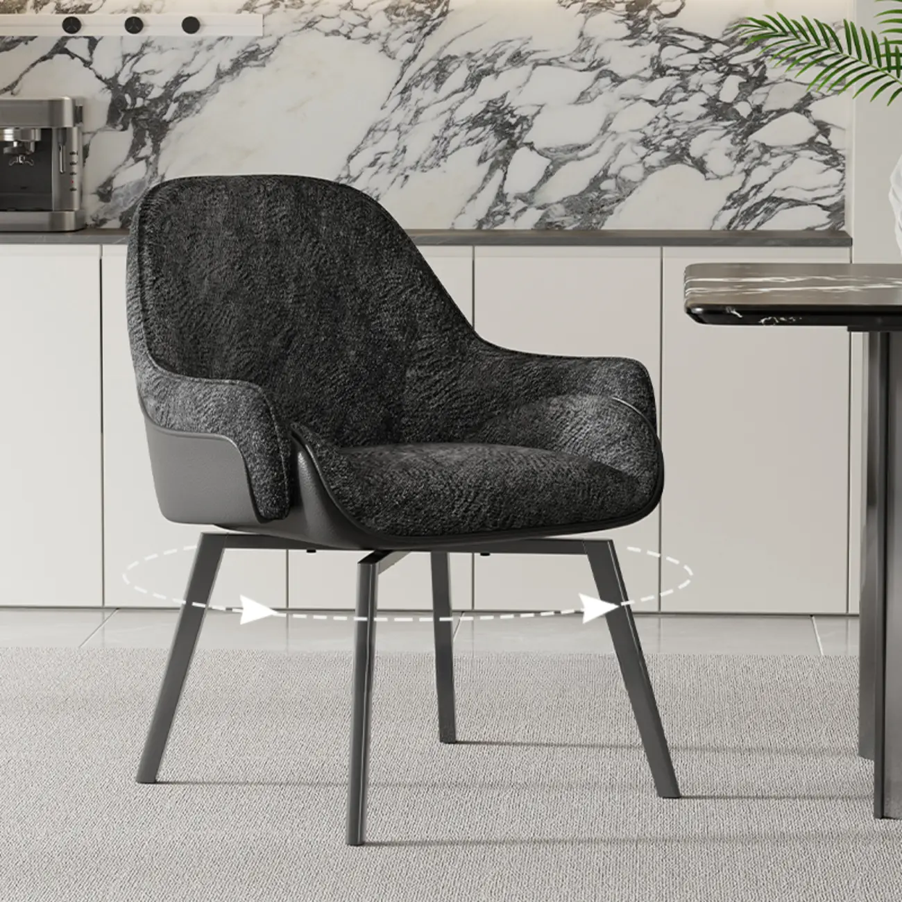 Swivel Modern Upholstered Arm Eco Leather Dining Chair Image - 1 | homeyfad