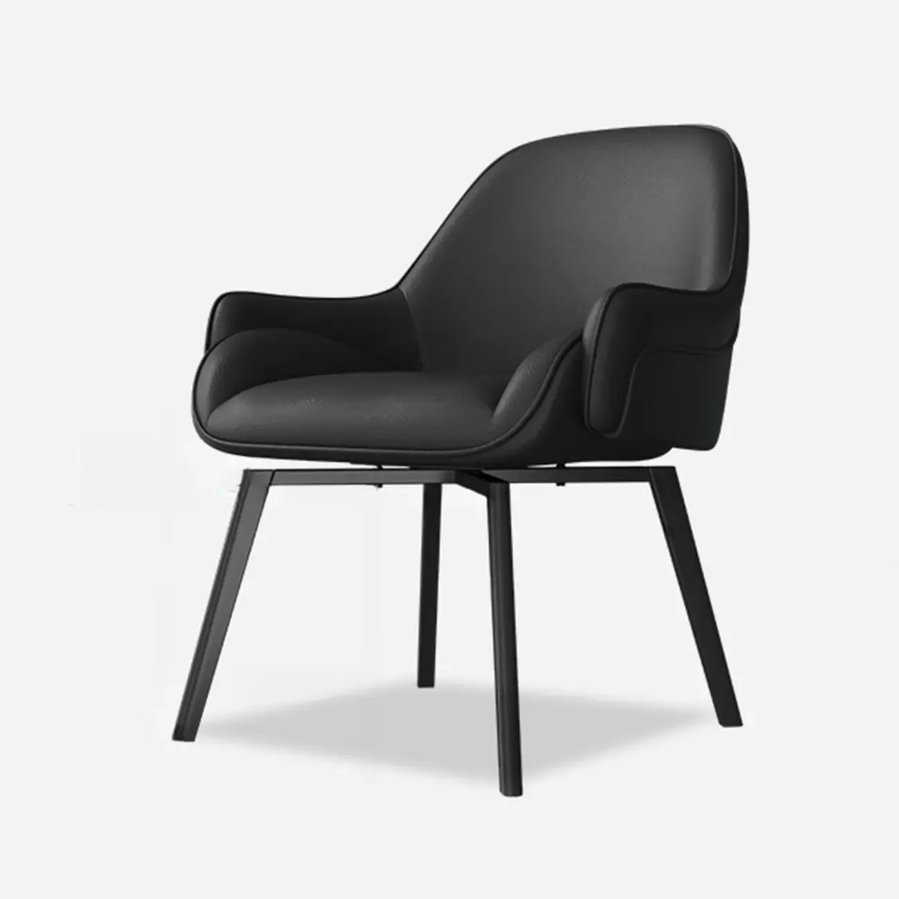 Swivel Modern Upholstered Arm Eco Leather Dining Chair Image - 7