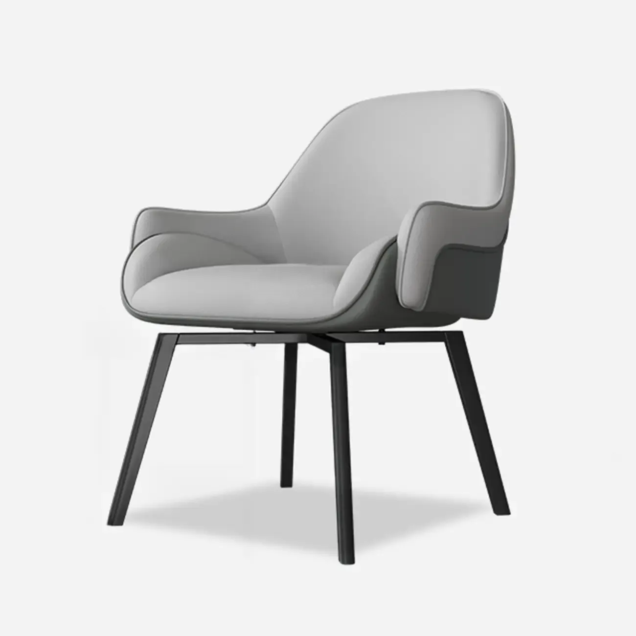 Swivel Modern Upholstered Arm Eco Leather Dining Chair Image - 8