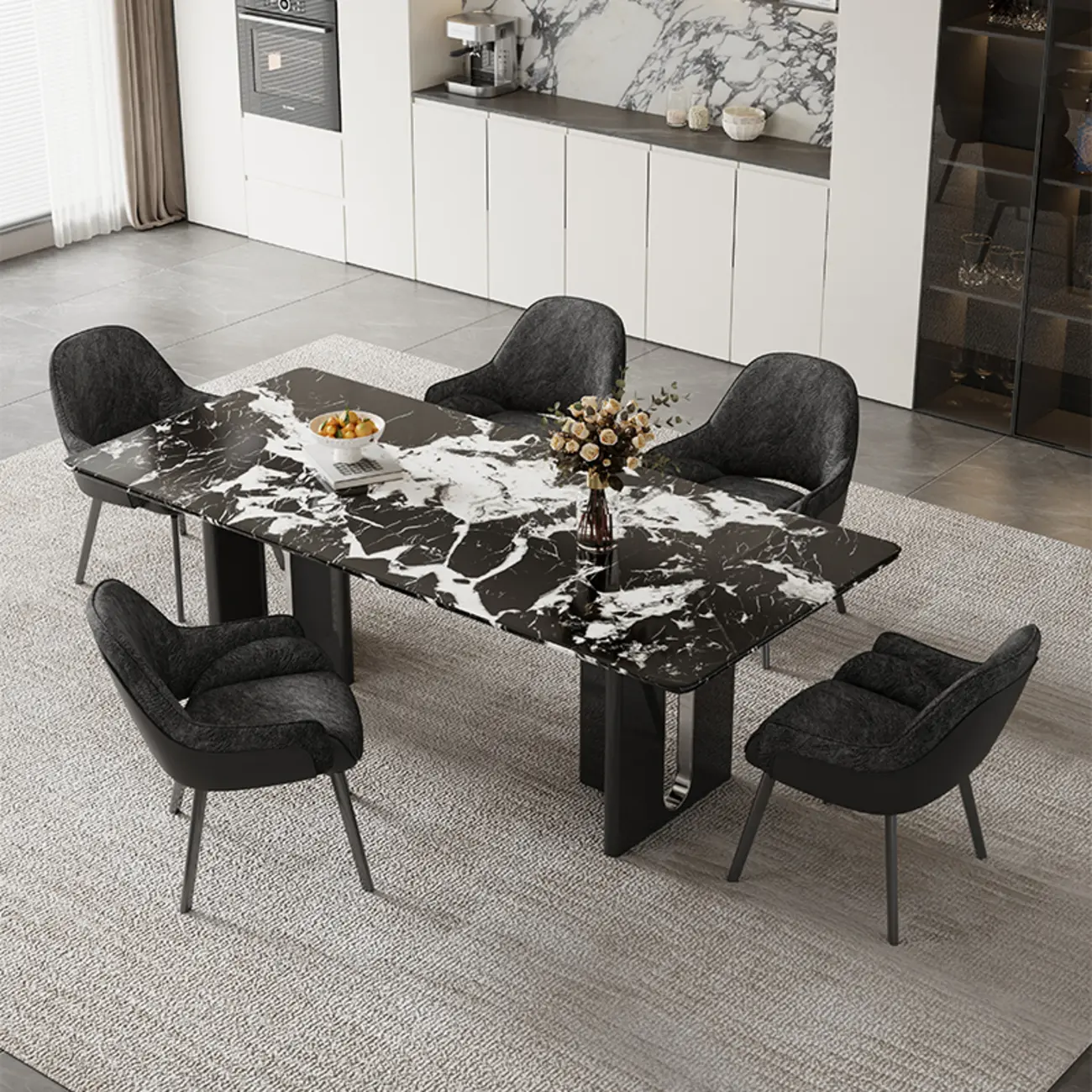 Swivel Modern Upholstered Arm Eco Leather Dining Chair Image - 2 | homeyfad