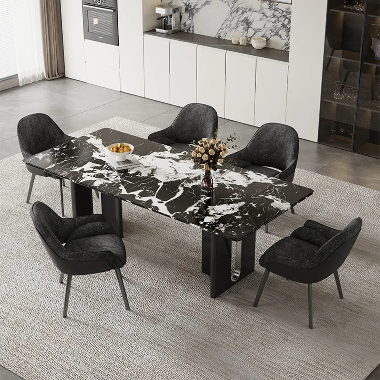 Swivel Modern Upholstered Arm Eco Leather Dining Chair Image - 2