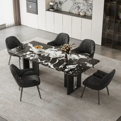 Swivel Modern Upholstered Arm Eco Leather Dining Chair Image - 2