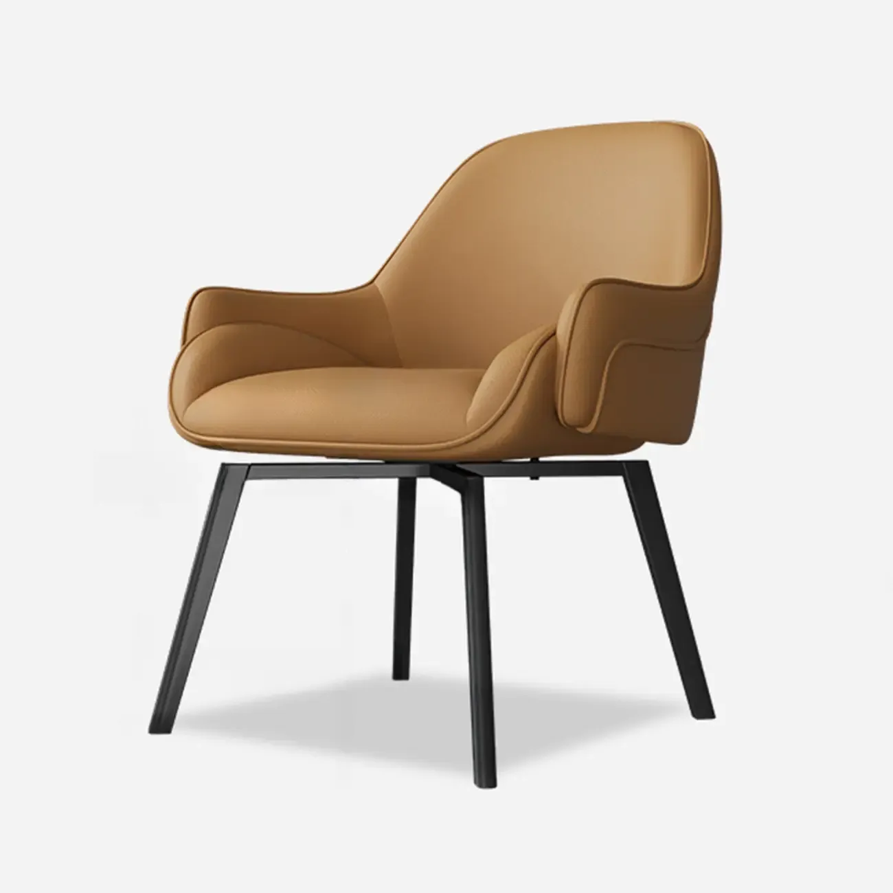 Swivel Modern Upholstered Arm Eco Leather Dining Chair Image - 9