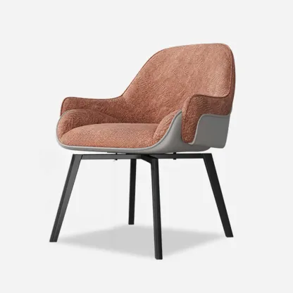 Swivel Modern Upholstered Arm Eco Leather Dining Chair Image - 10