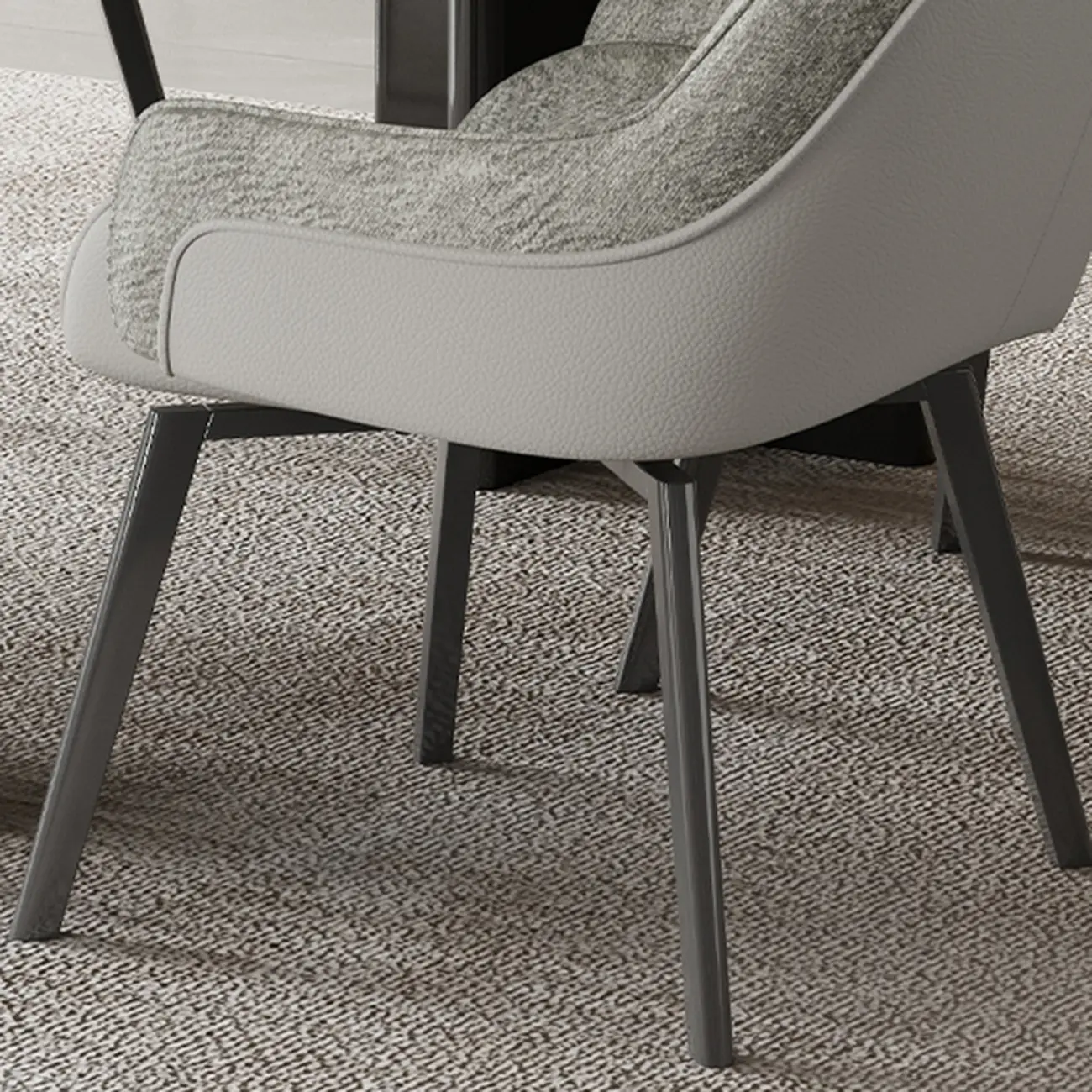 Swivel Modern Upholstered Arm Eco Leather Dining Chair Image - 6 | homeyfad