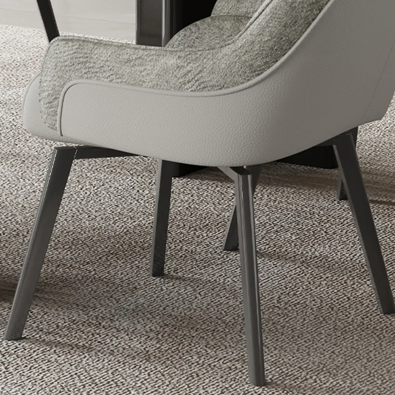 Swivel Modern Upholstered Arm Eco Leather Dining Chair Image - 6