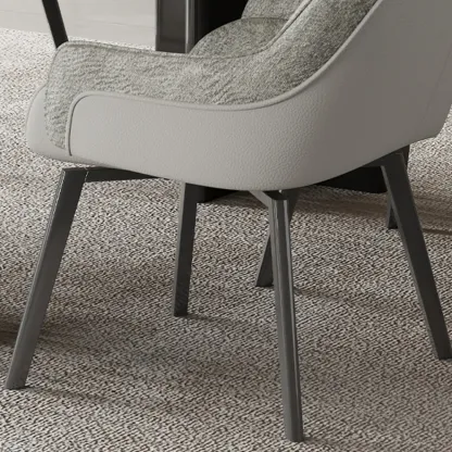 Swivel Modern Upholstered Arm Eco Leather Dining Chair Image - 6
