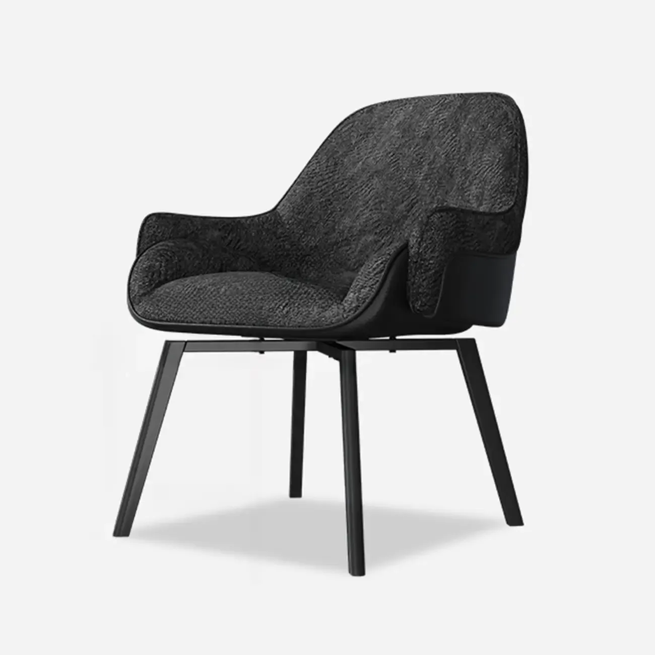 Swivel Modern Upholstered Arm Eco Leather Dining Chair Image - 11