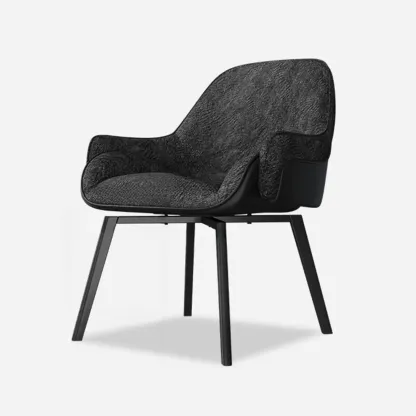 Swivel Modern Upholstered Arm Eco Leather Dining Chair Image - 11