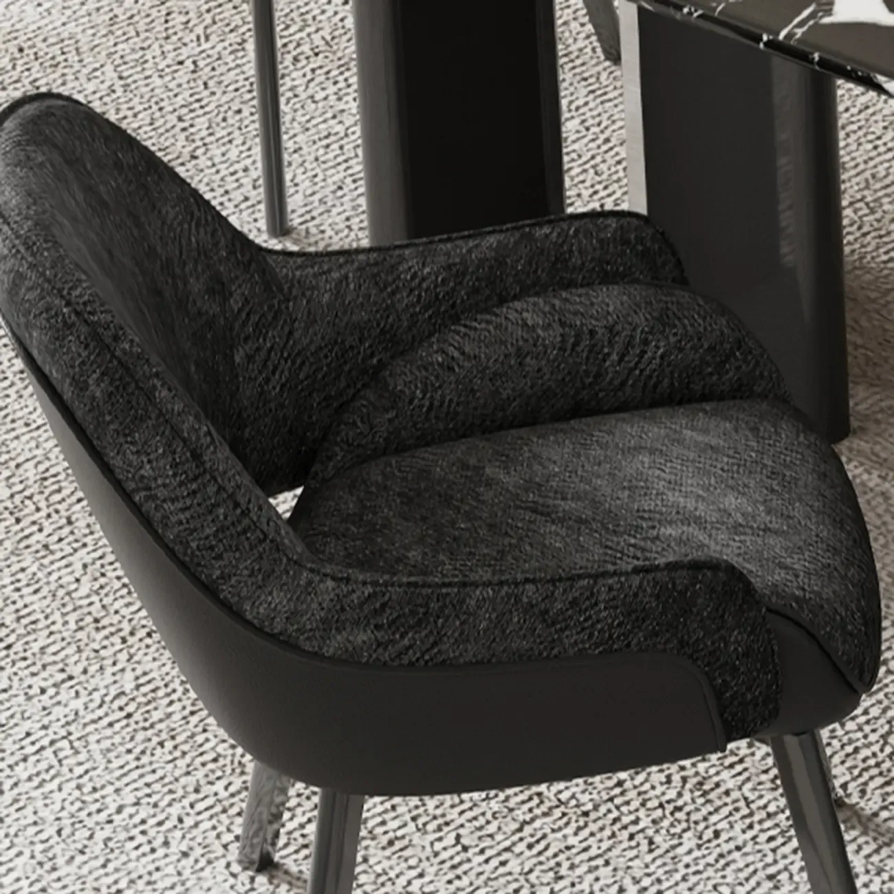Swivel Modern Upholstered Arm Eco Leather Dining Chair Image - 4