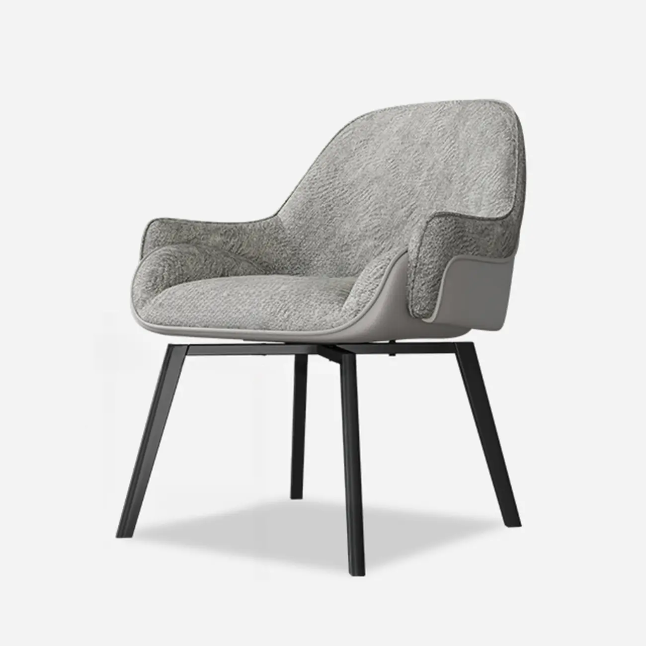 Swivel Modern Upholstered Arm Eco Leather Dining Chair Image - 13 | homeyfad