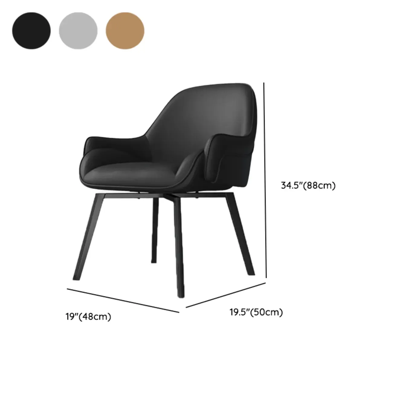 Swivel Modern Upholstered Arm Eco Leather Dining Chair #size