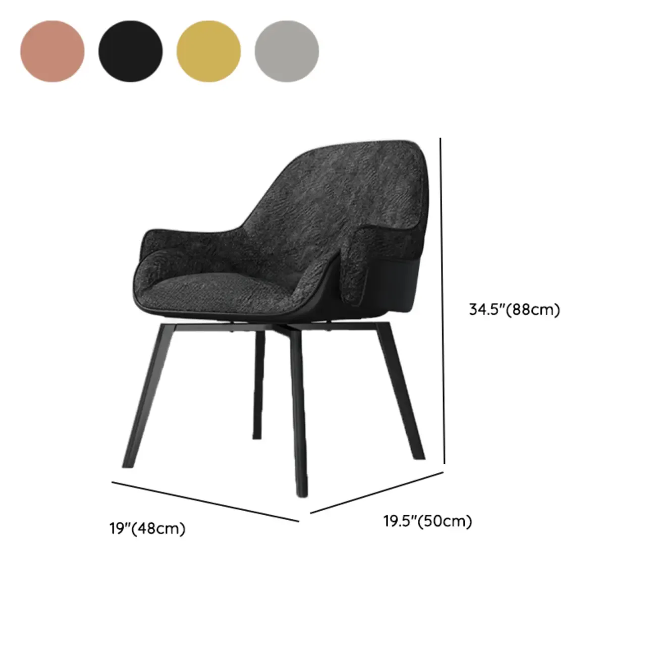 Swivel Modern Upholstered Arm Eco Leather Dining Chair Image - 15
