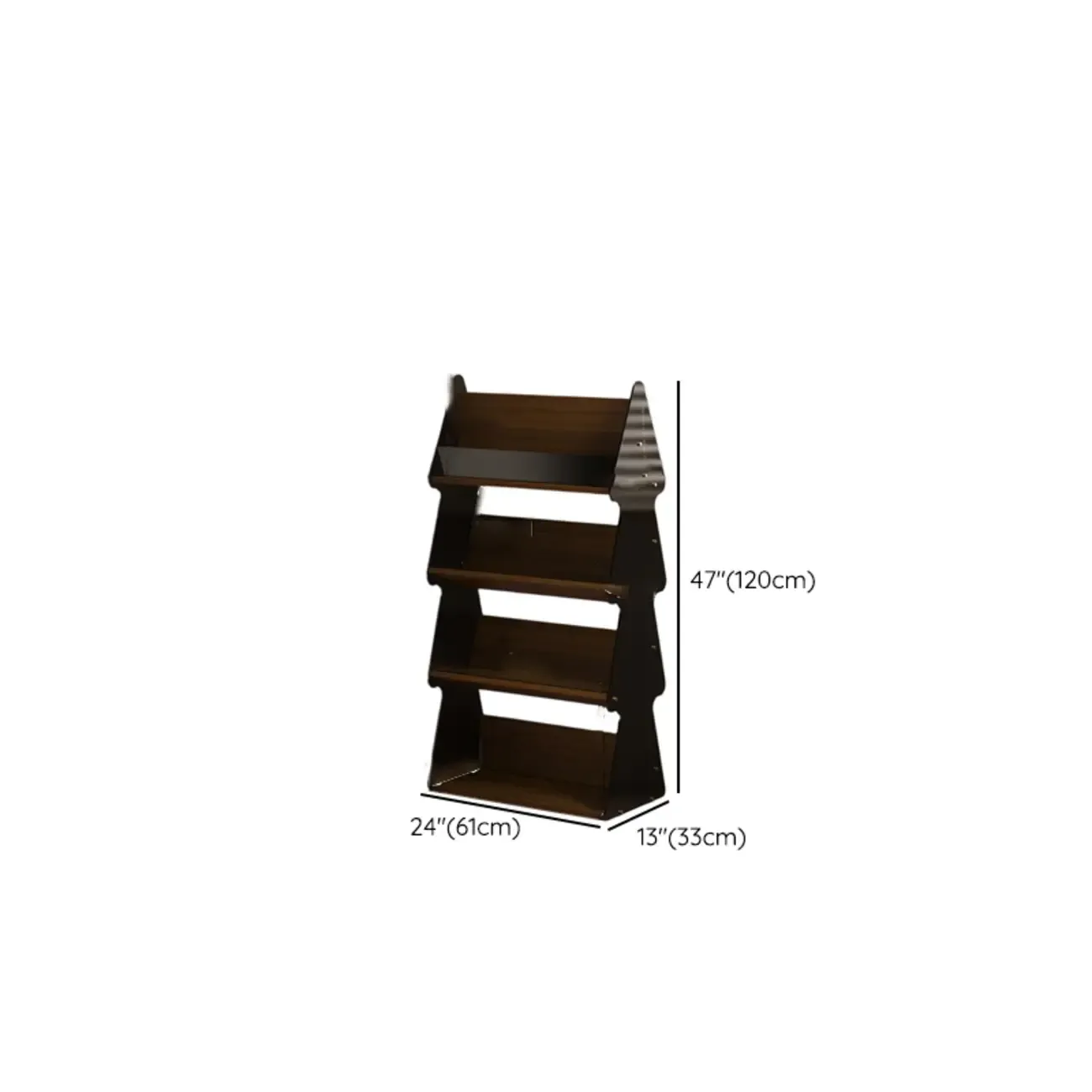 Wood Tree-shaped Vertical Open Back Display Bookcase #size