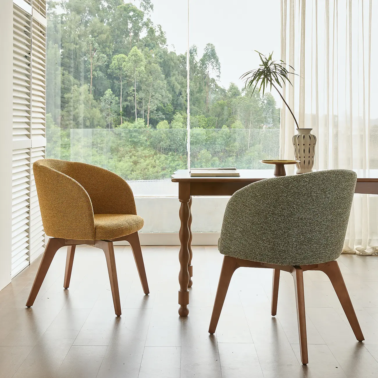 Modern Swivel Barrel Dining Armchair Image - 4 | homeyfad