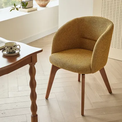 Modern Swivel Barrel Dining Armchair Image - 5