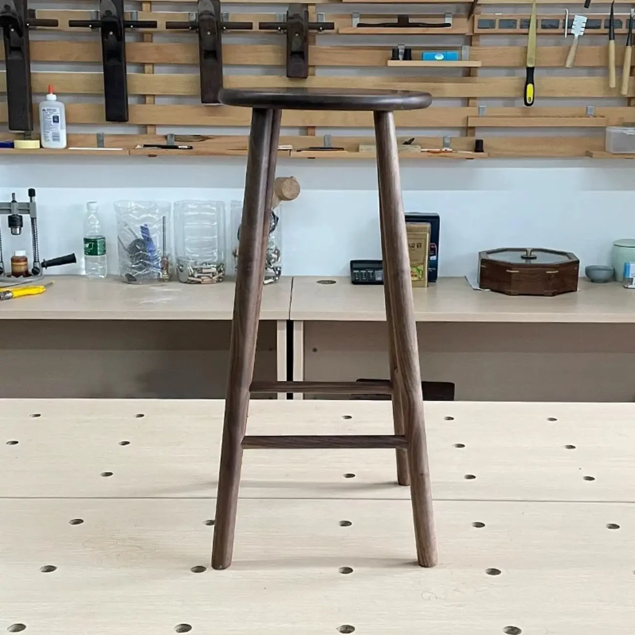 Bar Height Footrest Wood Modern Backless Bar Stools Image - 1 | homeyfad