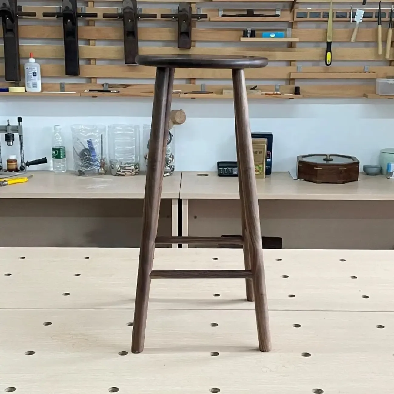 Bar Height Footrest Wood Modern Backless Bar Stools Image - 1