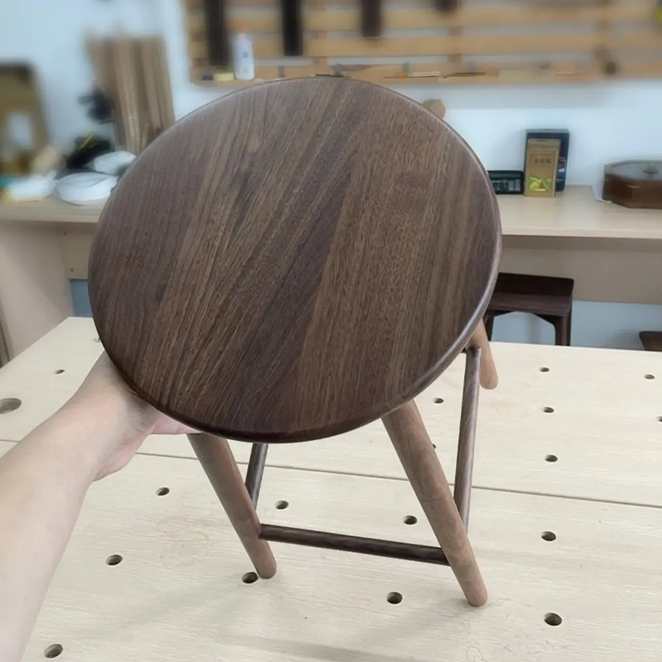 Bar Height Footrest Wood Modern Backless Bar Stools Image - 4