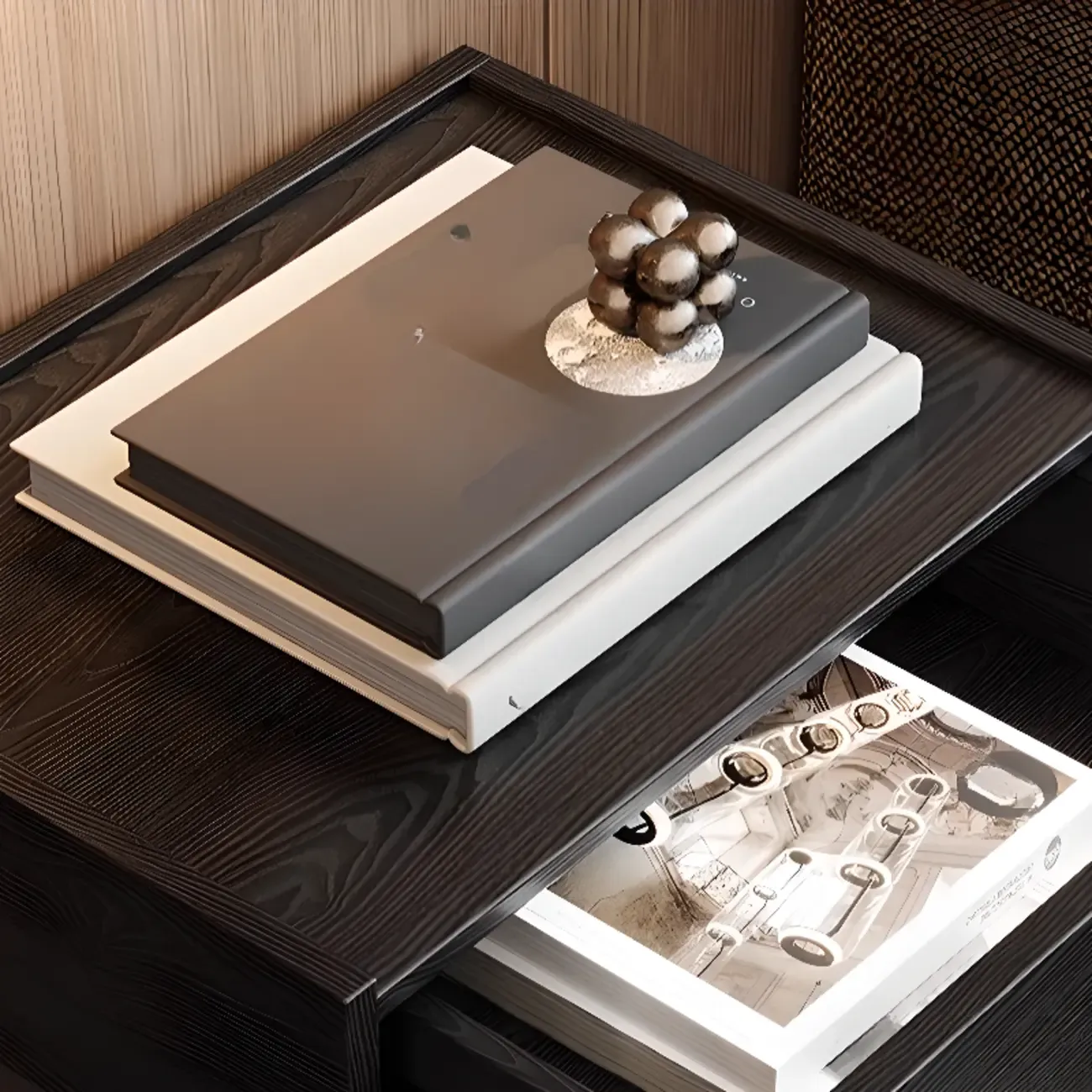 Modern Wood Nightstand with Drawer and Z-Base Image - 3