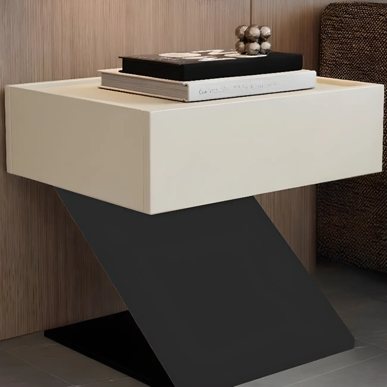 Modern Wood Nightstand with Drawer and Z-Base Image - 7 | homeyfad