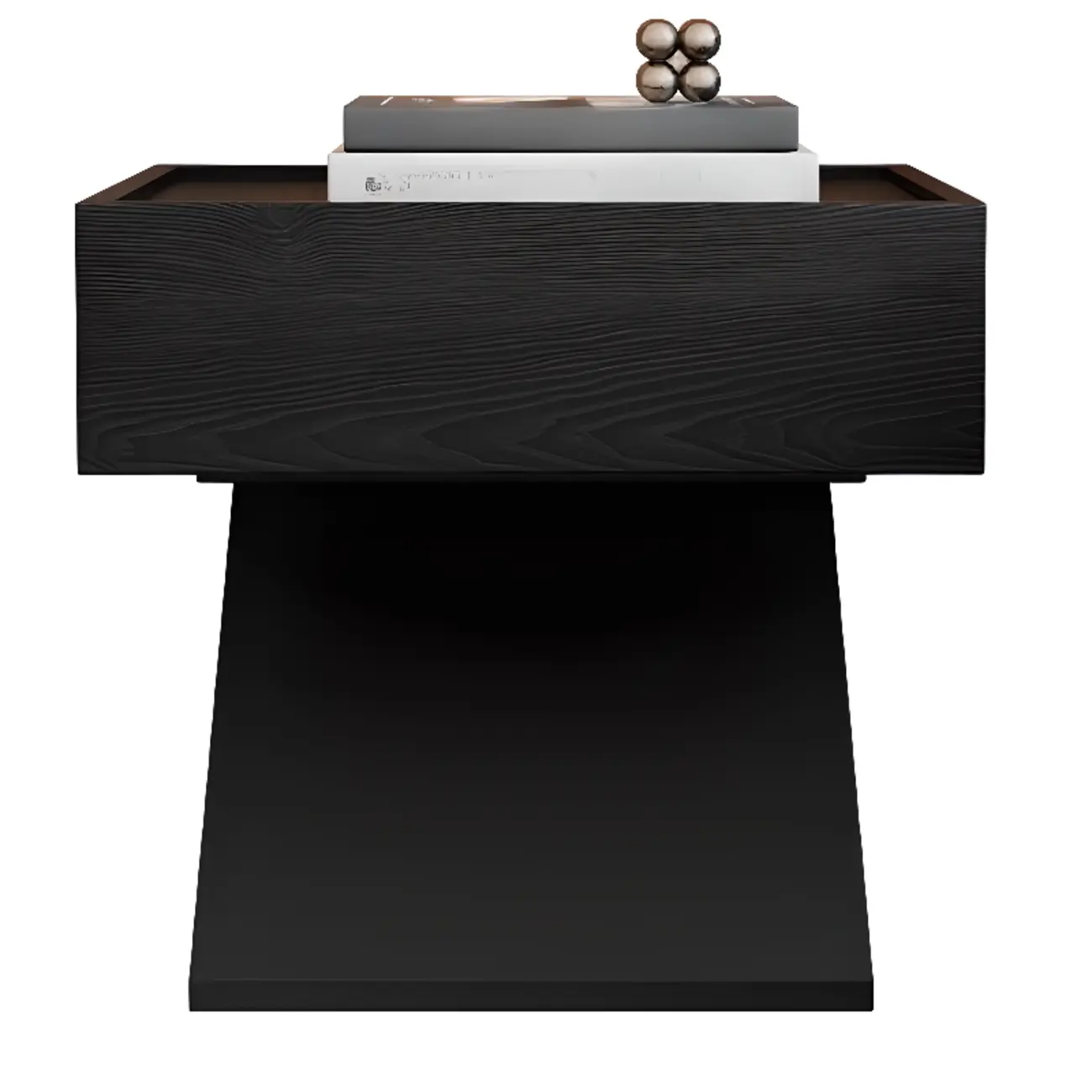 Modern Wood Nightstand with Drawer and Z-Base Image - 8 | homeyfad