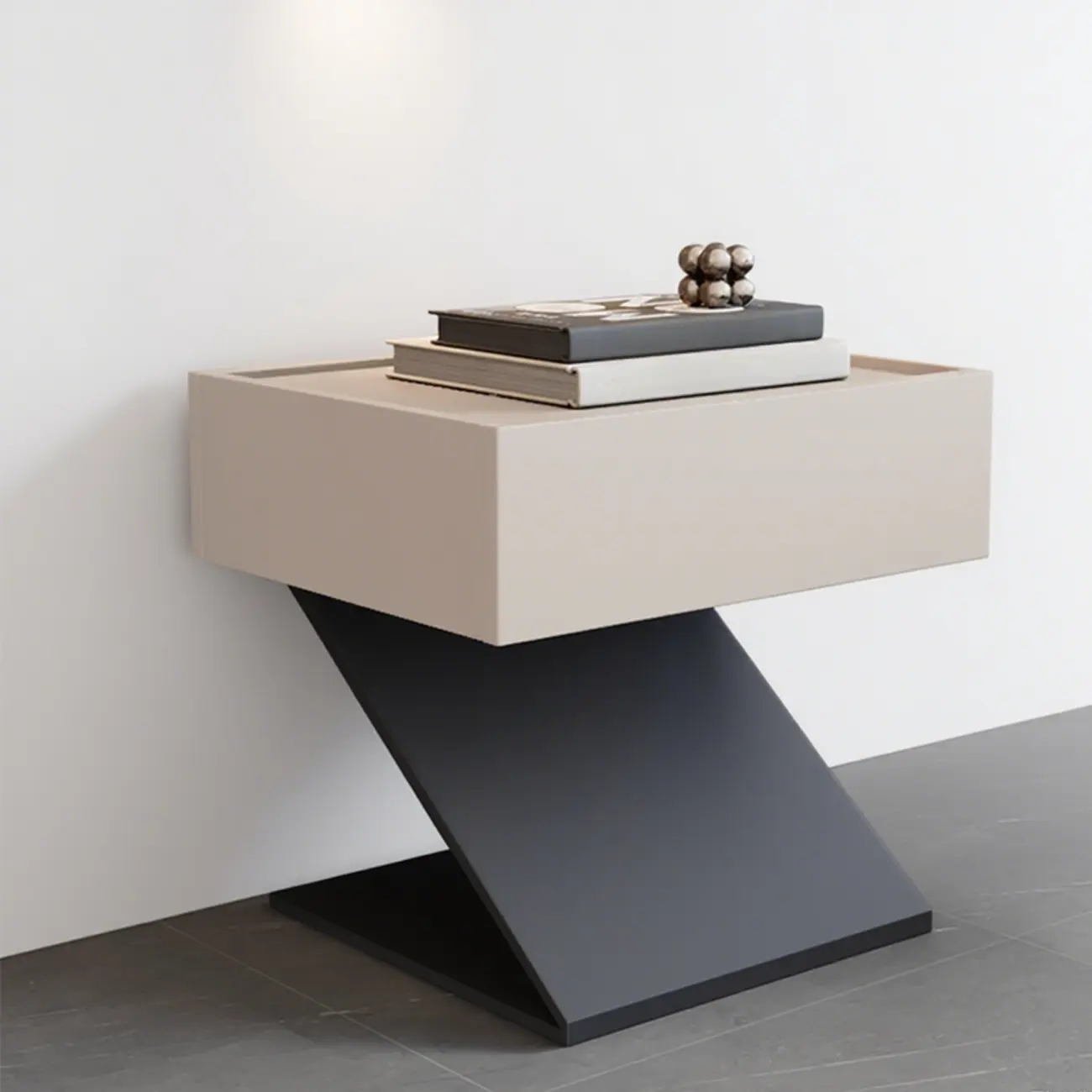 Modern Wood Nightstand with Drawer and Z-Base Image - 6 | homeyfad