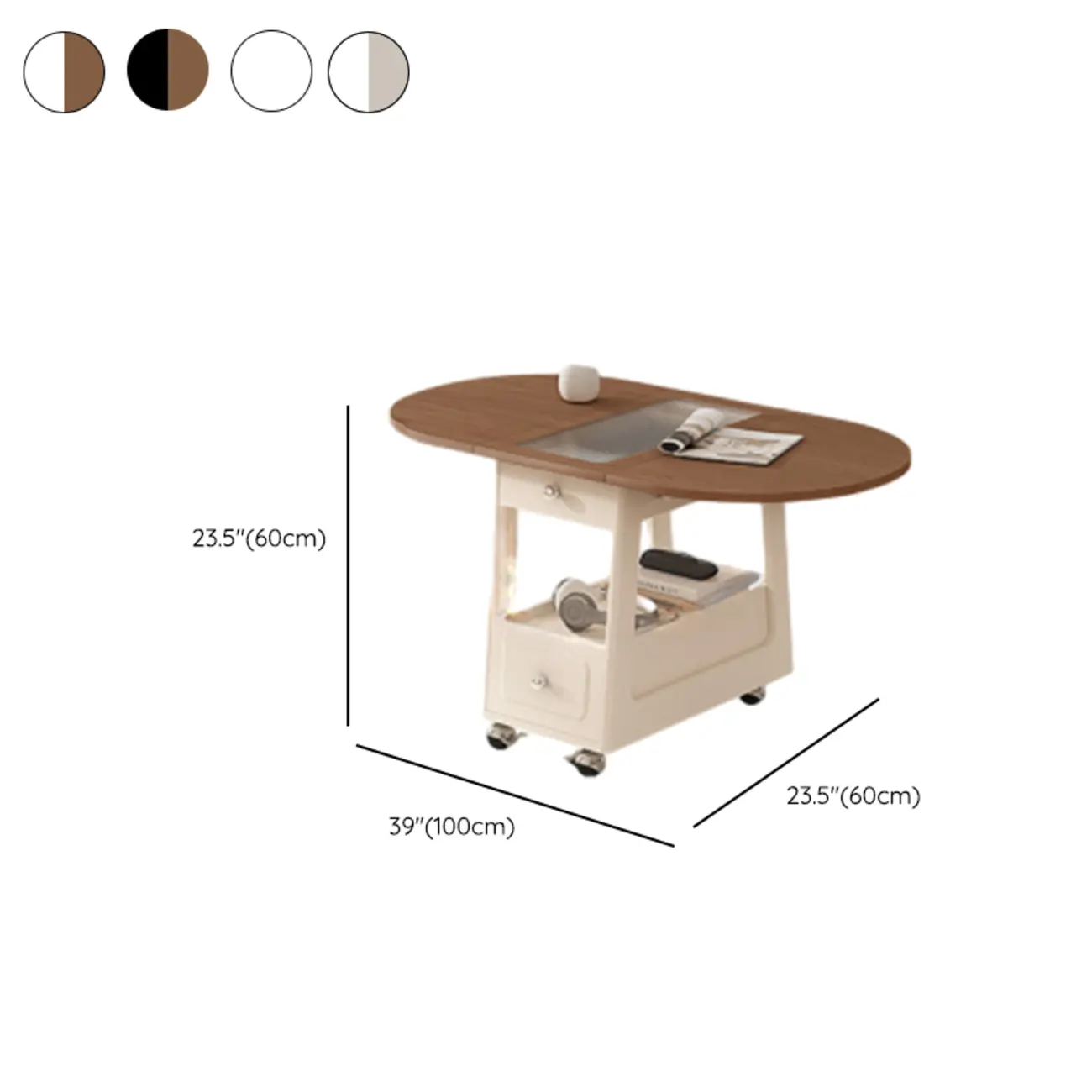 Adjustable Tabletop Modern Wood Side Table with Wheels Image - 29 | homeyfad