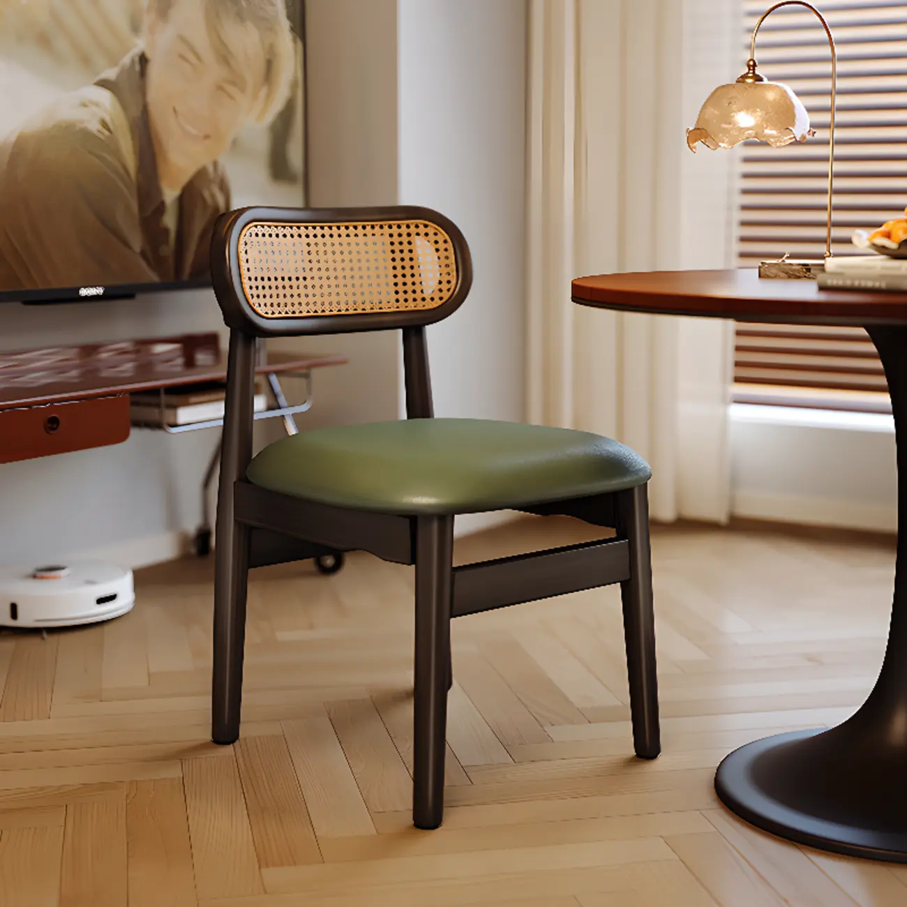 Art Deco Upholstered Faux Leather Dining Chair Image - 1 | homeyfad