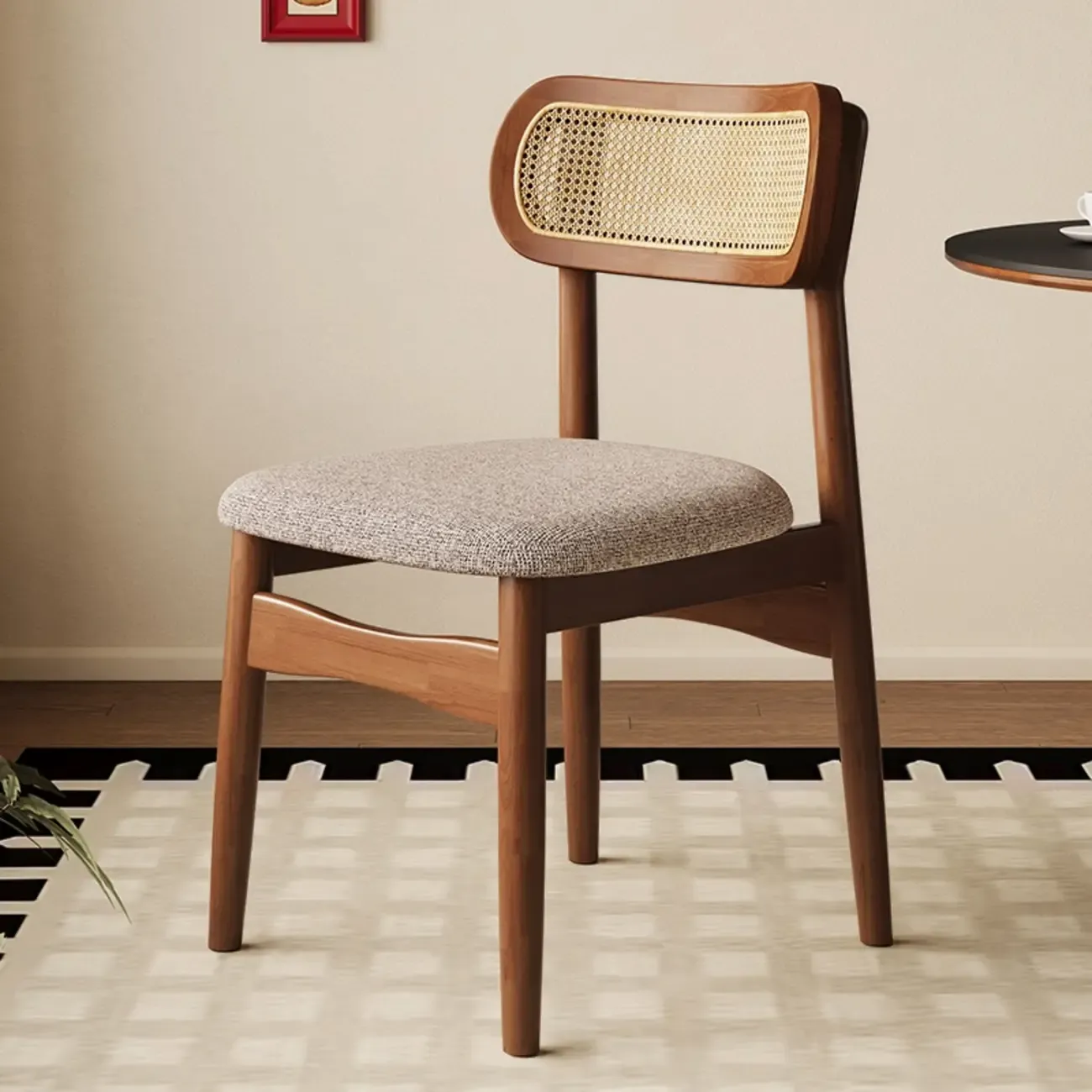 Art Deco Upholstered Faux Leather Dining Chair Image - 4