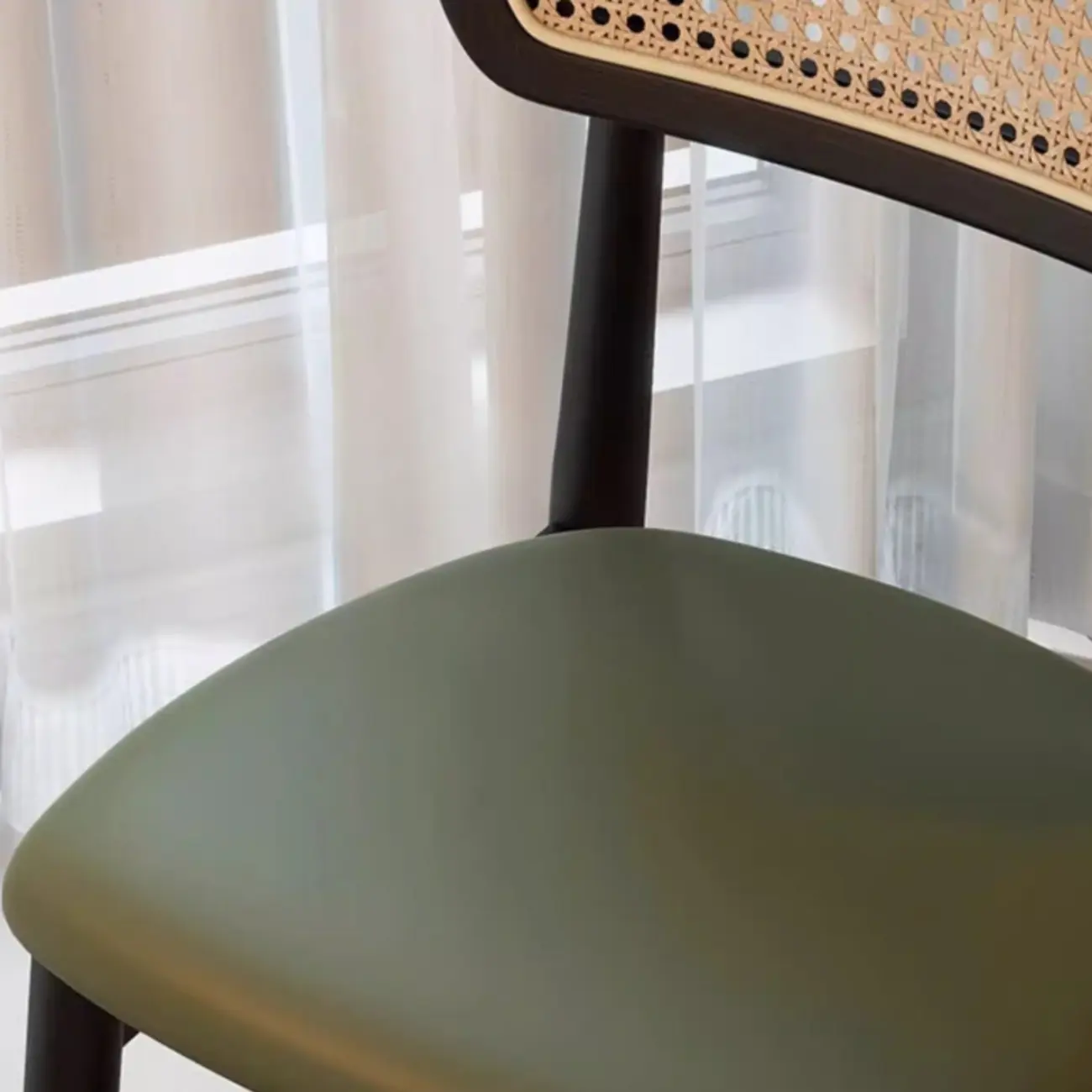 Art Deco Upholstered Faux Leather Dining Chair Image - 6 | homeyfad