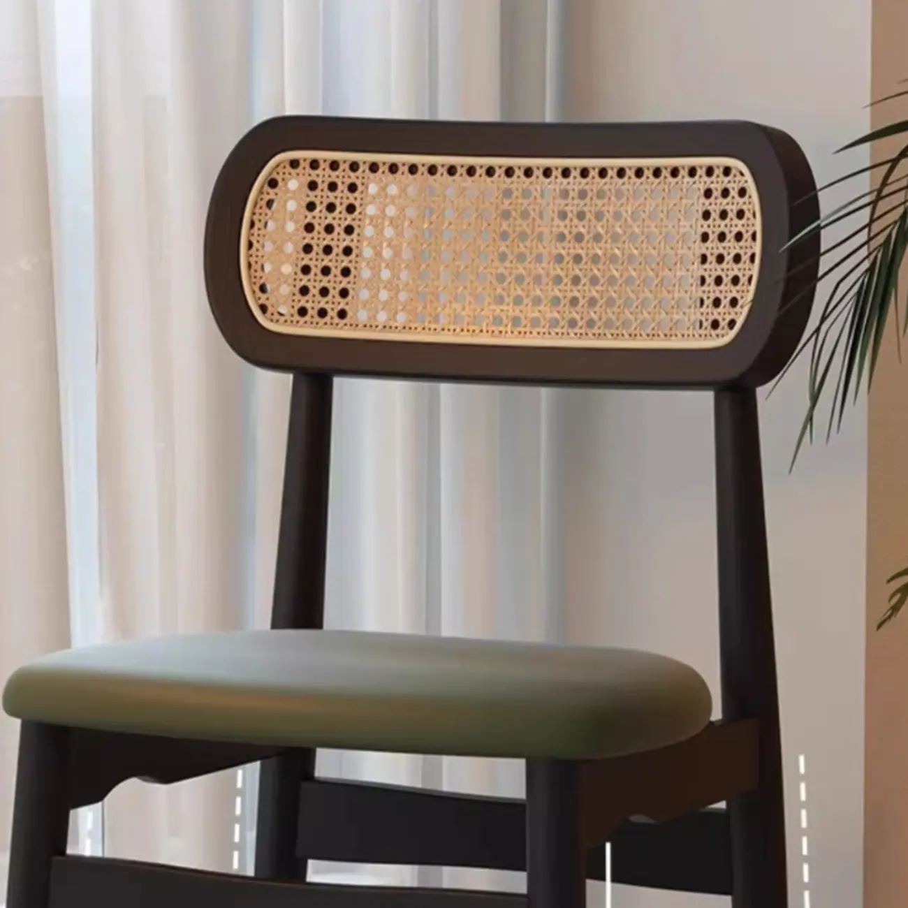 Art Deco Upholstered Faux Leather Dining Chair Image - 8 | homeyfad