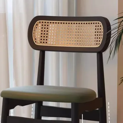 Art Deco Upholstered Faux Leather Dining Chair Image - 8