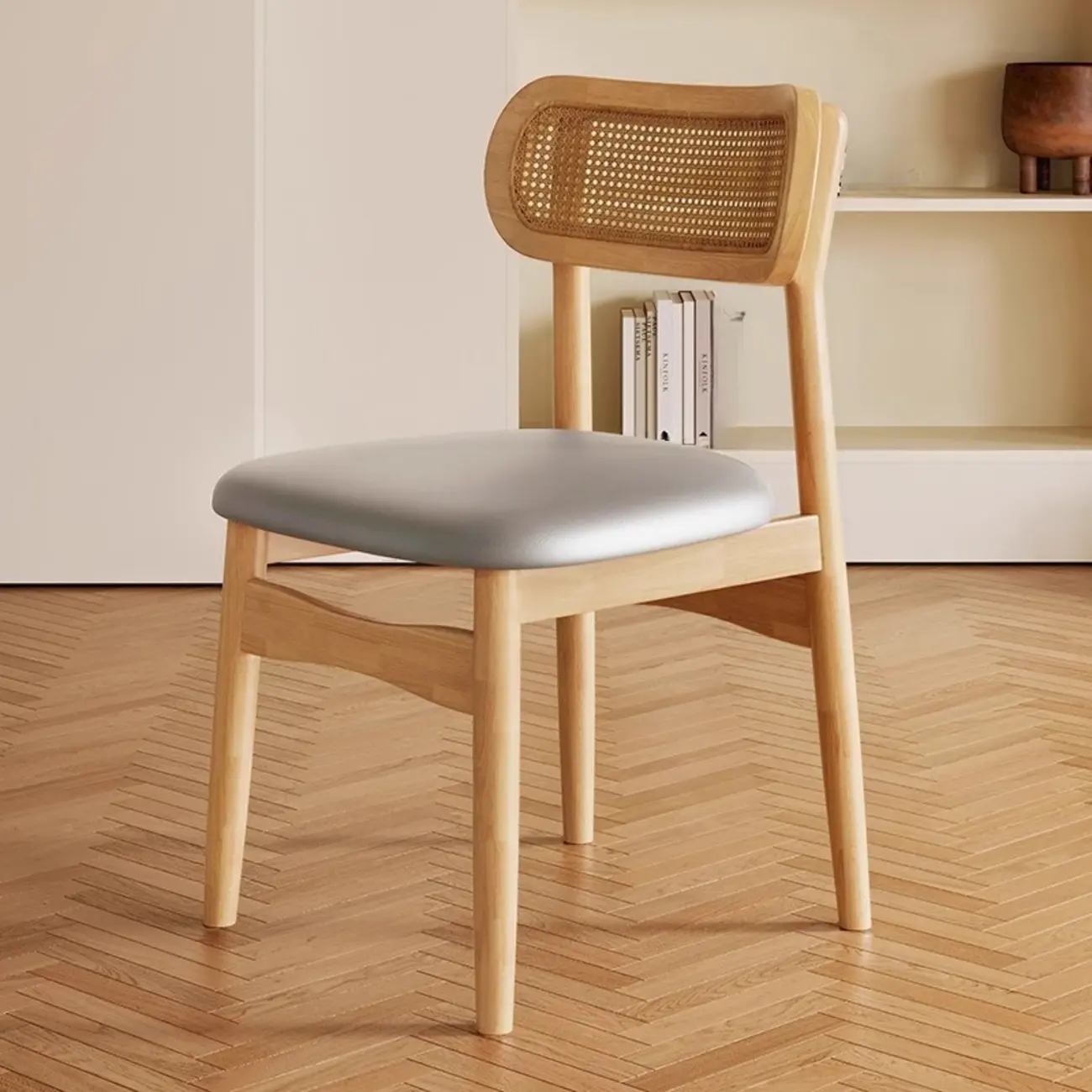 Art Deco Upholstered Faux Leather Dining Chair Image - 9 | homeyfad