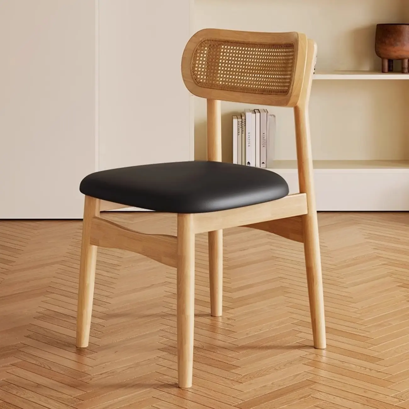 Art Deco Upholstered Faux Leather Dining Chair Image - 12 | homeyfad