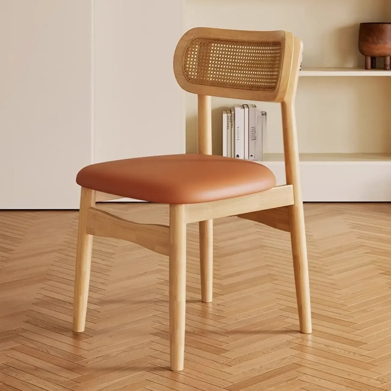 Art Deco Upholstered Faux Leather Dining Chair Image - 13