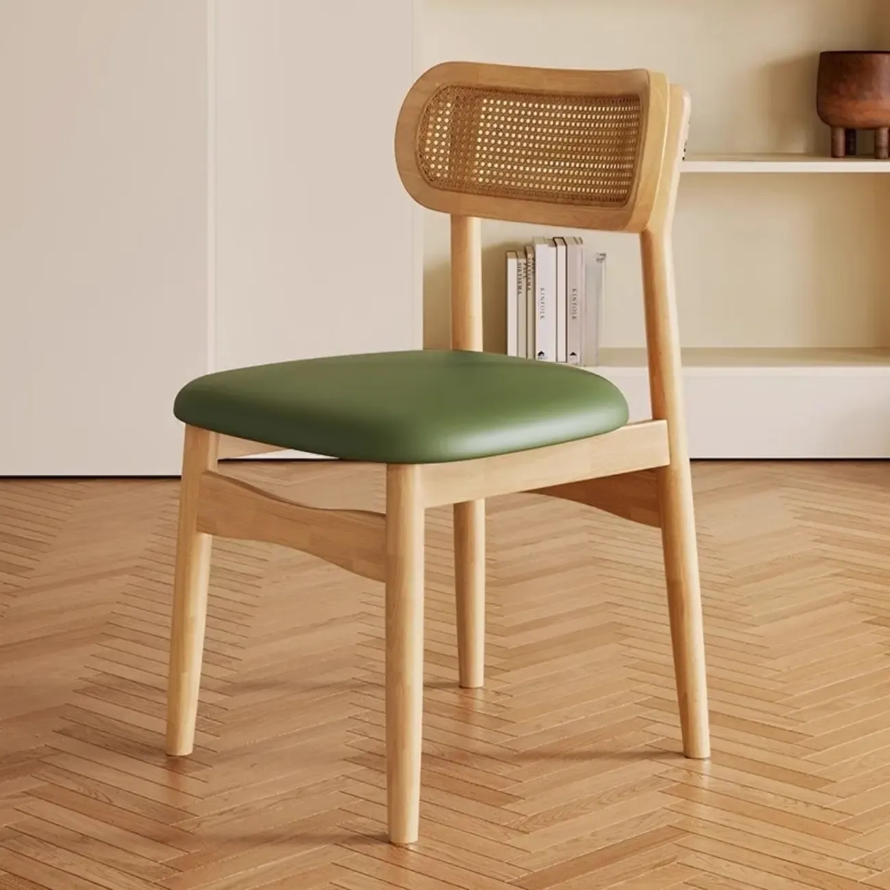 Art Deco Upholstered Faux Leather Dining Chair Image - 14