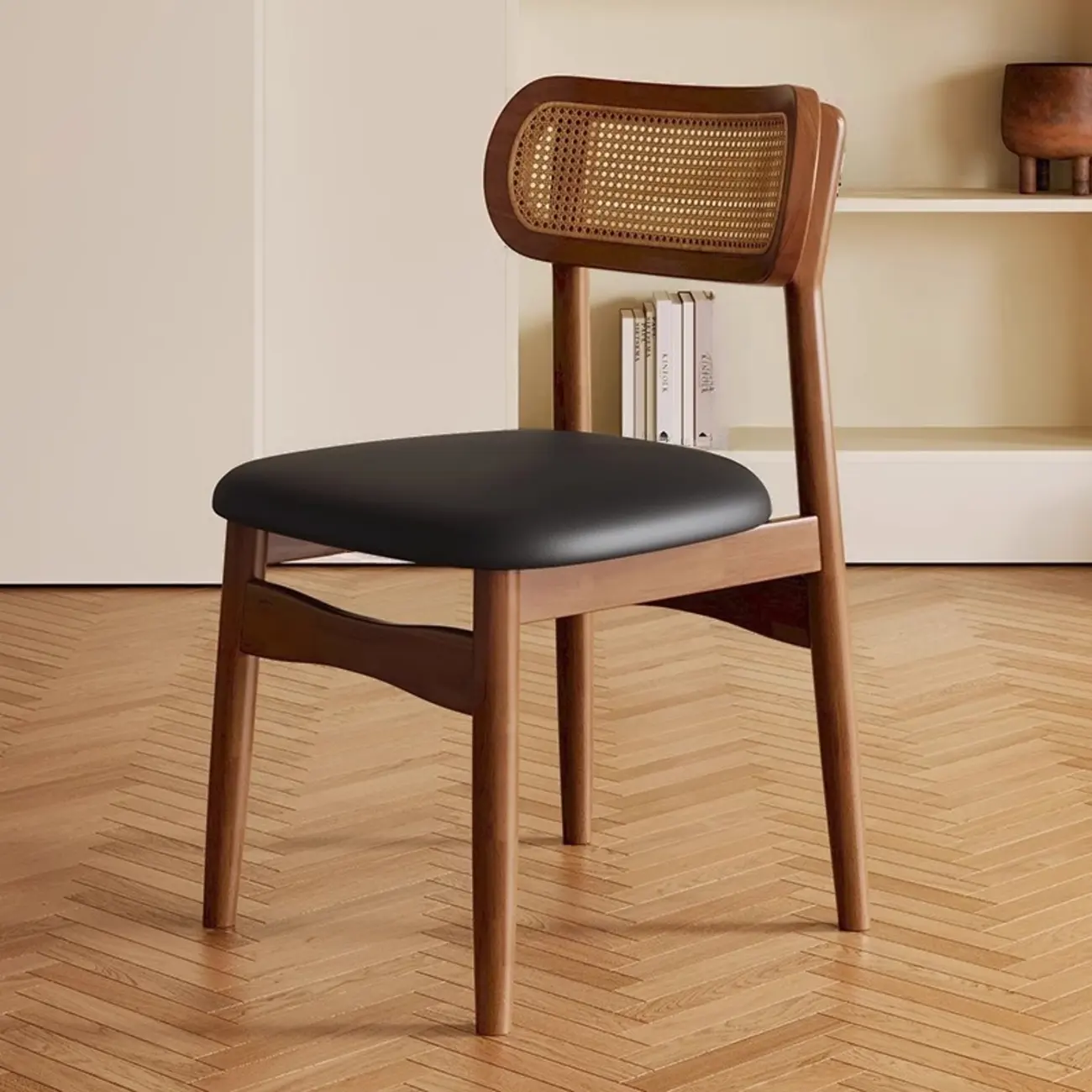 Art Deco Upholstered Faux Leather Dining Chair Image - 17 | homeyfad