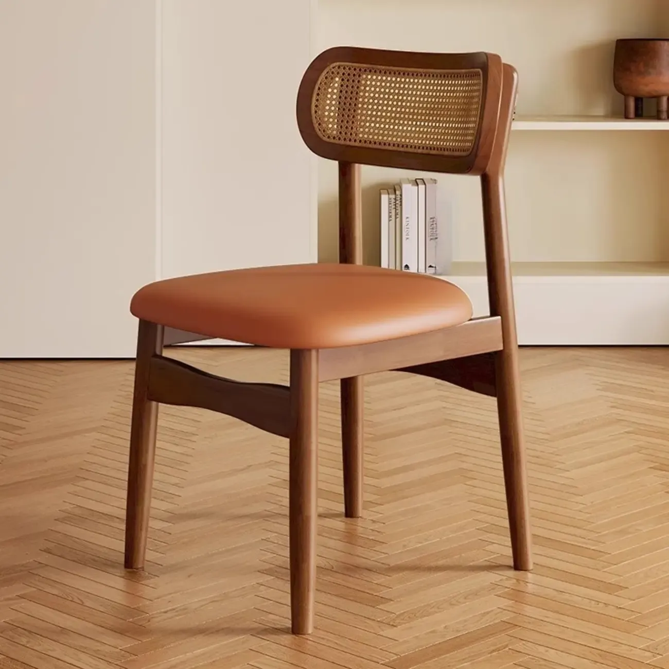 Art Deco Upholstered Faux Leather Dining Chair Image - 18