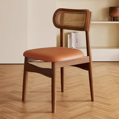 Art Deco Upholstered Faux Leather Dining Chair Image - 18