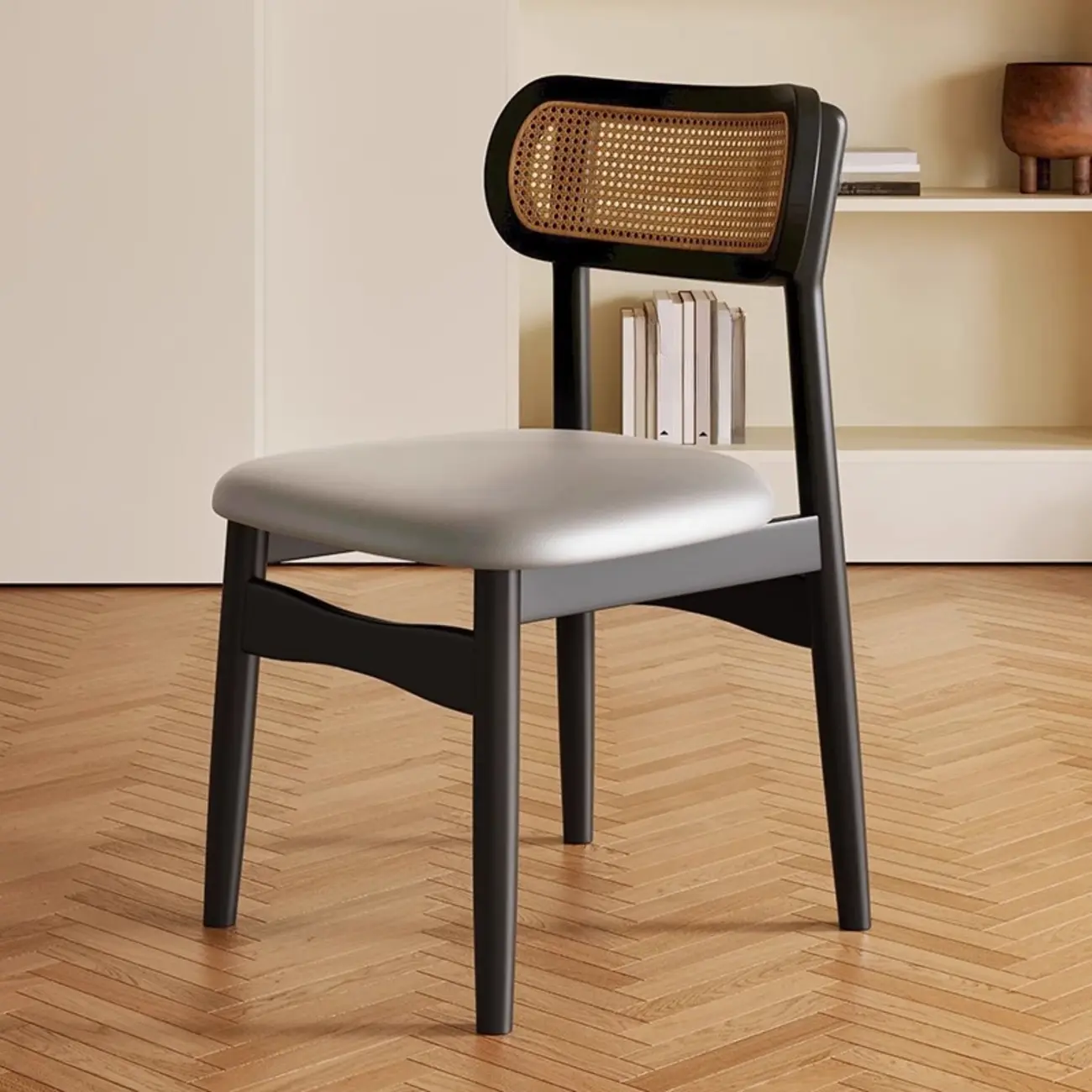 Art Deco Upholstered Faux Leather Dining Chair Image - 19 | homeyfad