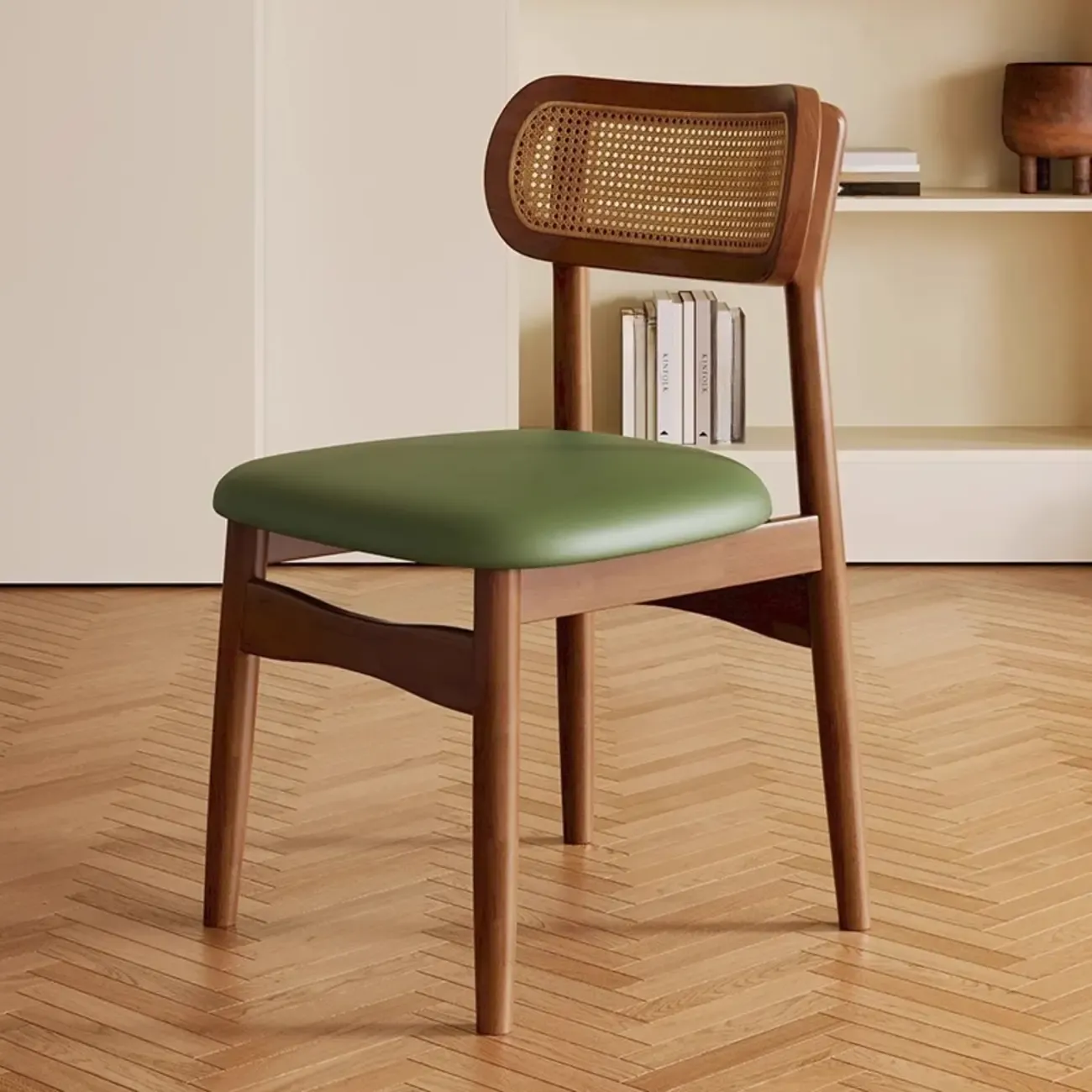 Art Deco Upholstered Faux Leather Dining Chair Image - 20