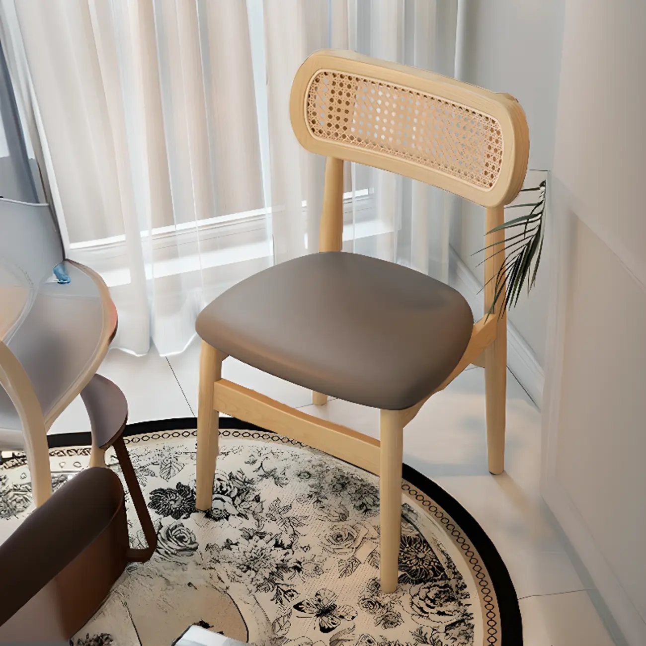 Art Deco Upholstered Faux Leather Dining Chair Image - 22 | homeyfad