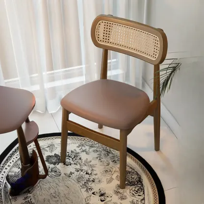 Art Deco Upholstered Faux Leather Dining Chair Image - 23