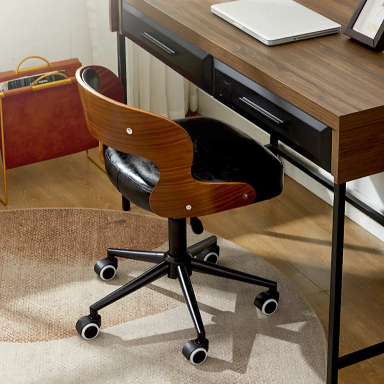 Industrial Modern Open Back Adjustable Swivel Office Chair Image - 1