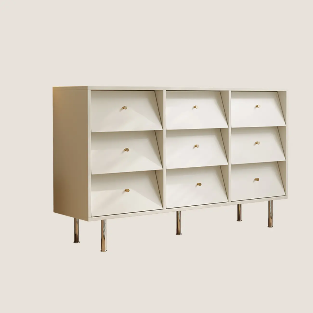 white Multi-drawer Wooden Double Dresser with Legs Image - 4 | homeyfad