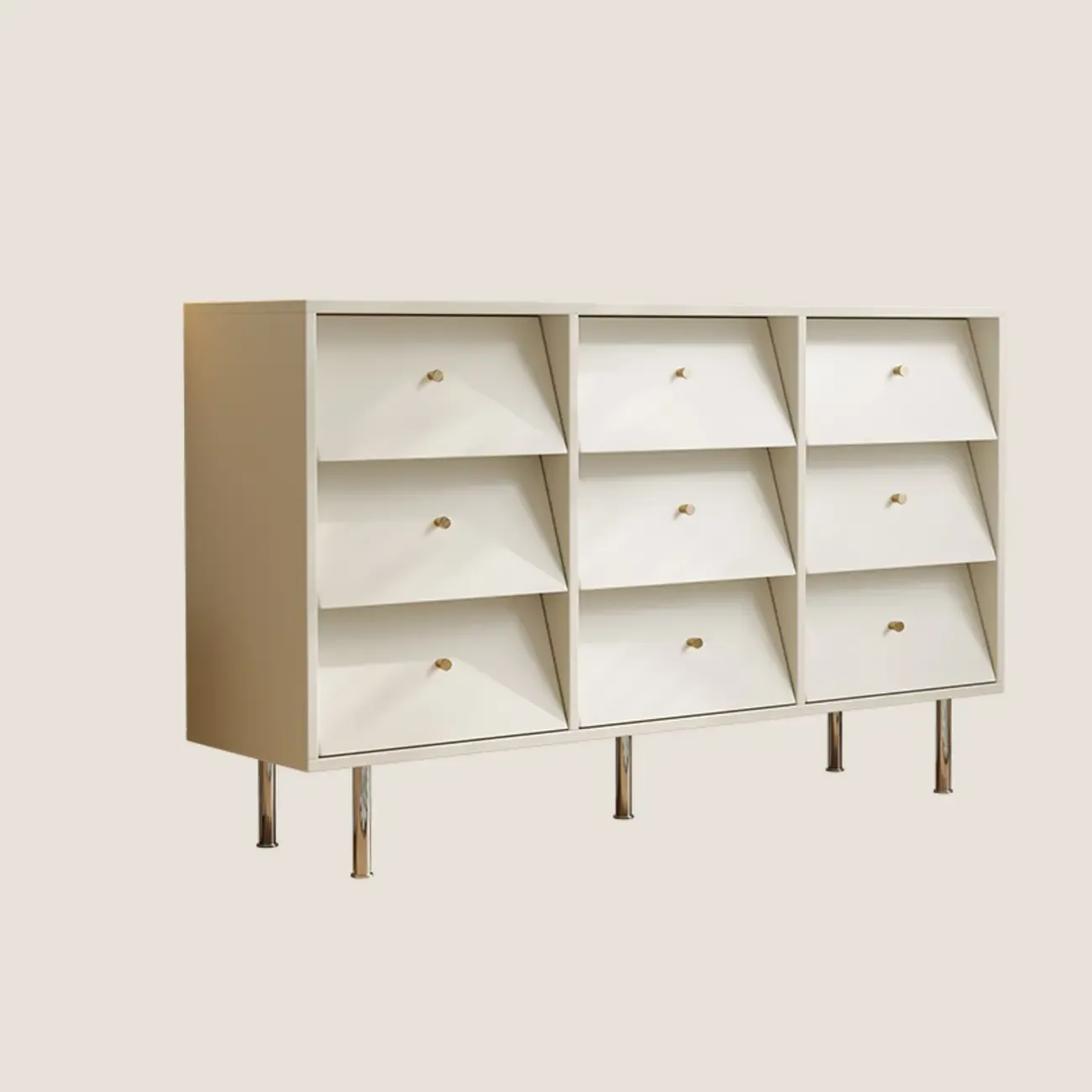 white Multi-drawer Wooden Double Dresser with Legs Image - 4