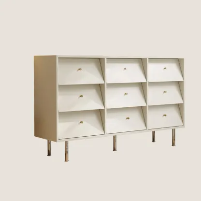white Multi-drawer Wooden Double Dresser with Legs Image - 4